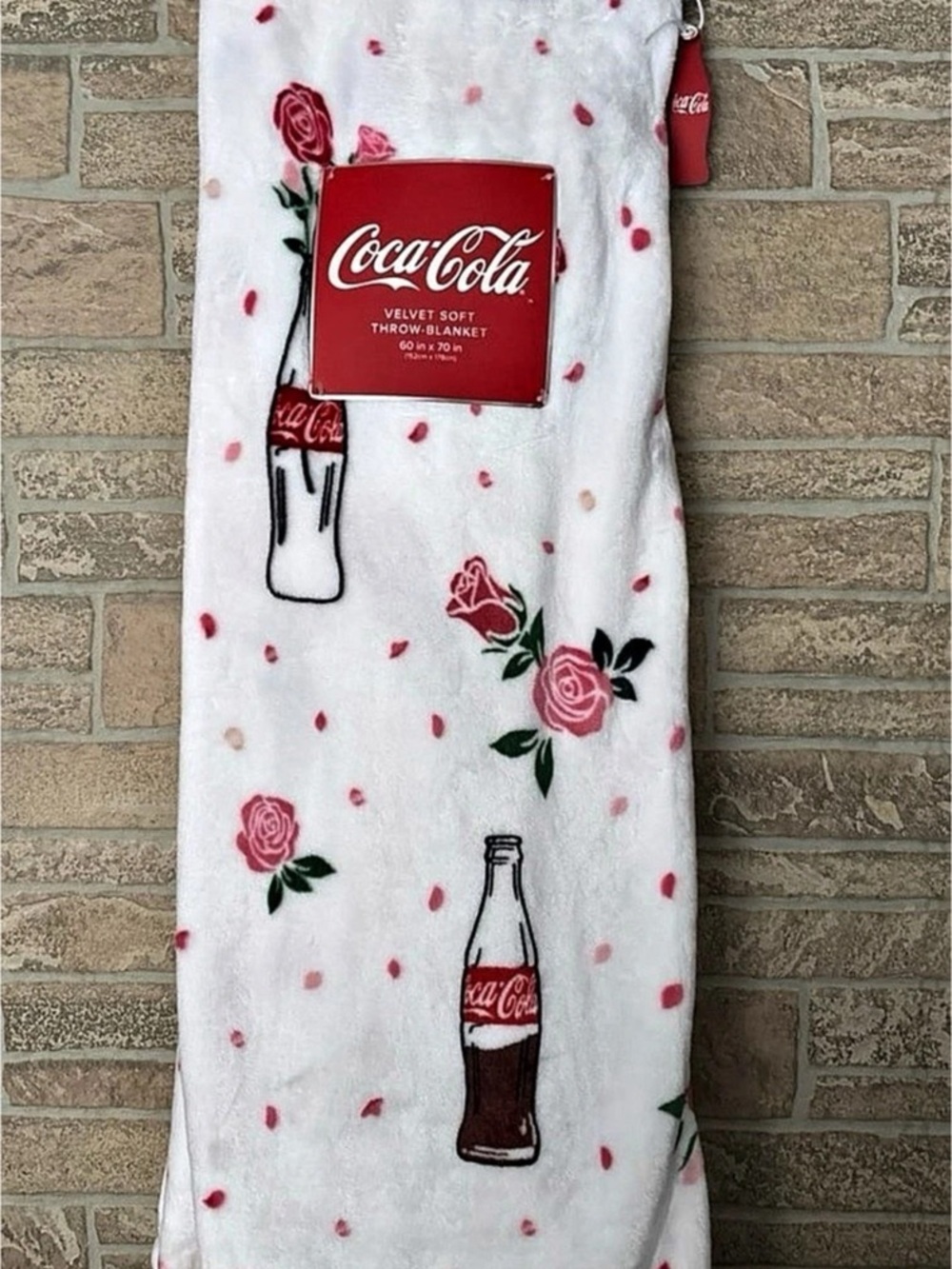 Viral Coca-Cola Roses & Bottles Velvet Soft Throw Blanket